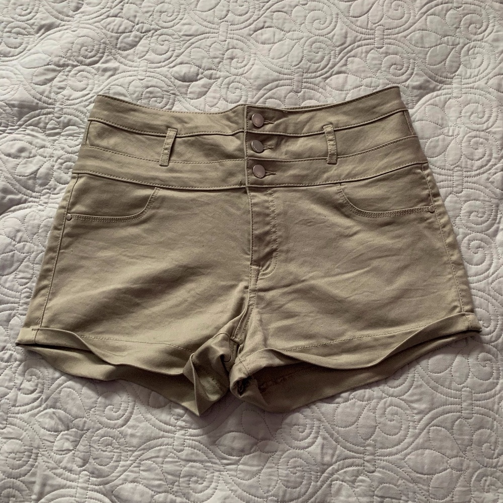 Shorts- High Waisted Beige Refuge Shorts